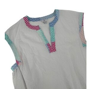 Vineyard Vines for Target White Seersucker Whale Trim Swim Coverup Womens XL